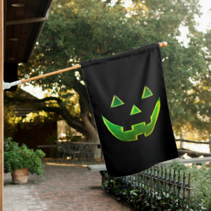 Halloween black neon green Jack o lantern spooky House Flag