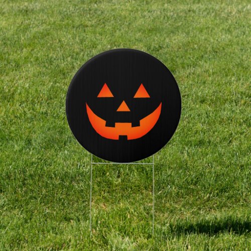 Halloween black neon orange Jack o lantern scary Sign