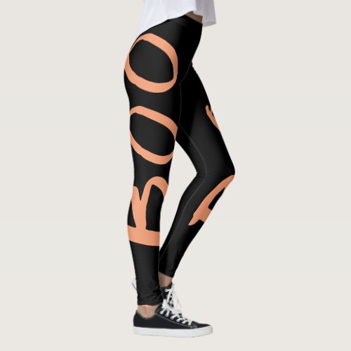 Halloween Black Orange Boo Leggings