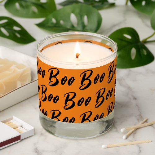 Halloween black orange boo text pattern scented candle
