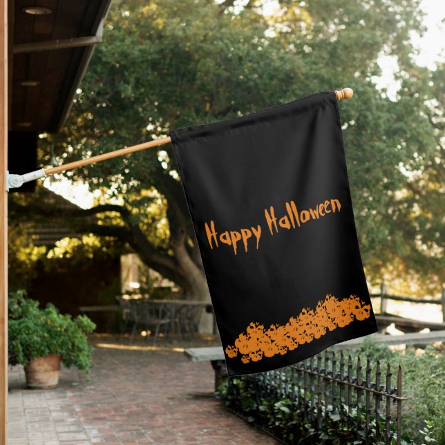 Halloween black orange custom text skulls pile  house flag (In SItu)