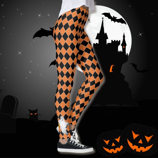 Halloween Black & Orange Ghost Pumpkin Leggings (Creator Uploaded)