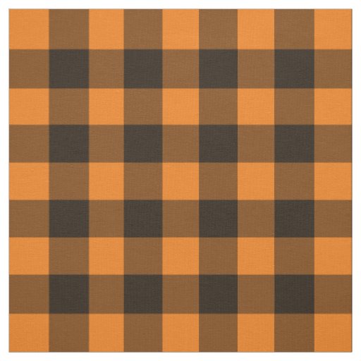 Halloween Black Orange Gingham Check Pattern Fabric