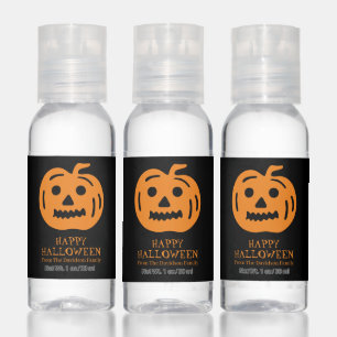 Halloween black orange jack o lantern custom favor hand sanitizer