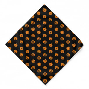 Halloween black orange jack o lantern pattern dog bandana