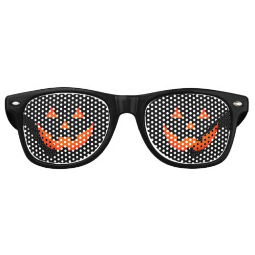 Halloween black orange Jack o lantern pumpkin face Retro Sunglasses