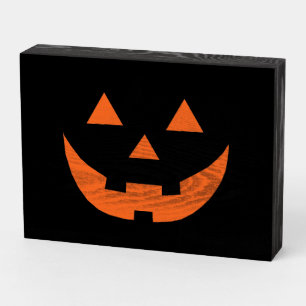 Halloween black orange Jack o lantern pumpkin Wooden Box Sign