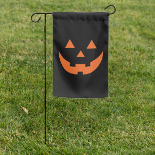 Halloween black orange Jack o lantern scary  Garden Flag