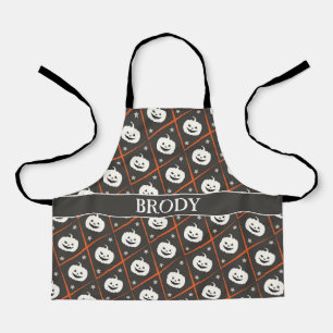 Halloween Black Orange Minimal Pattern Apron