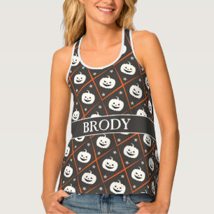 Halloween Black Orange Minimal Pattern Tank Top