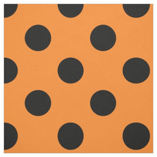 Halloween Black Orange Polka Dot Fabric