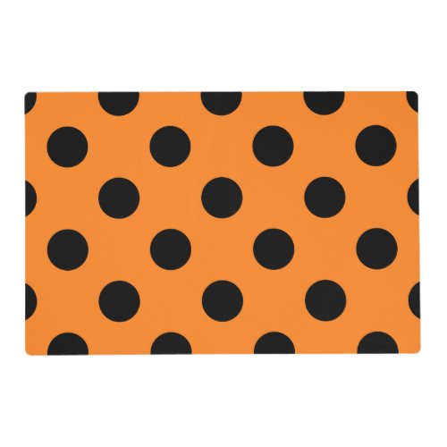 Halloween Black Orange Polka Dot Placemat