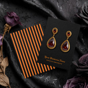 Halloween Black Orange Stripe Earring Display Card