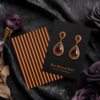 Halloween Black Orange Stripe Earring Display Card