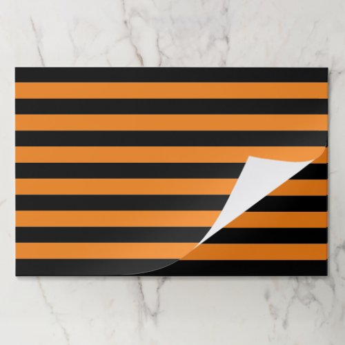 Halloween black orange stripes paper placemats