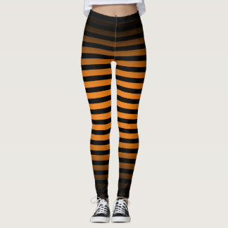 Halloween Black orange vertical stripes ombre Leggings