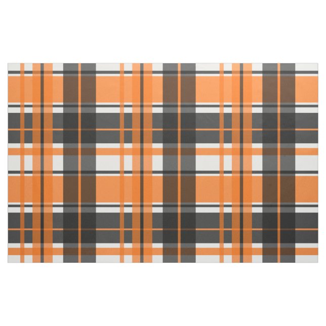 Halloween Black Orange White Plaid Fabric (Fat Quarter)