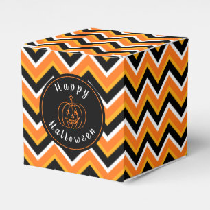 Halloween Black Orange White Zigzags Favor Boxes