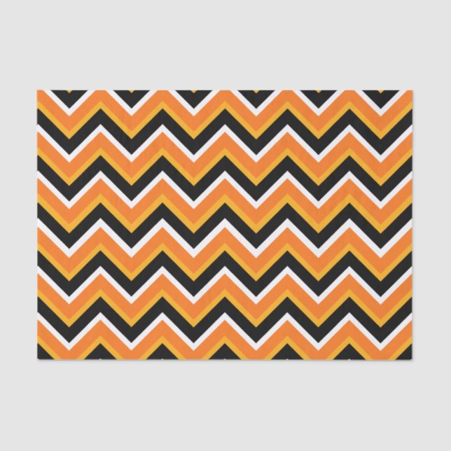 Halloween Black Orange White Zigzags Tissue Paper (Front)