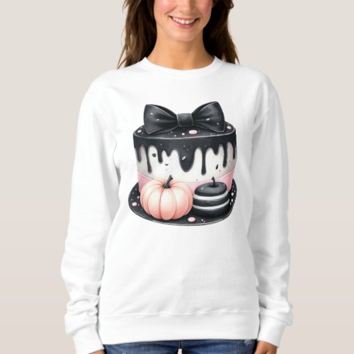 Halloween Black Pink Cake Treat Spooky Sweatshirt