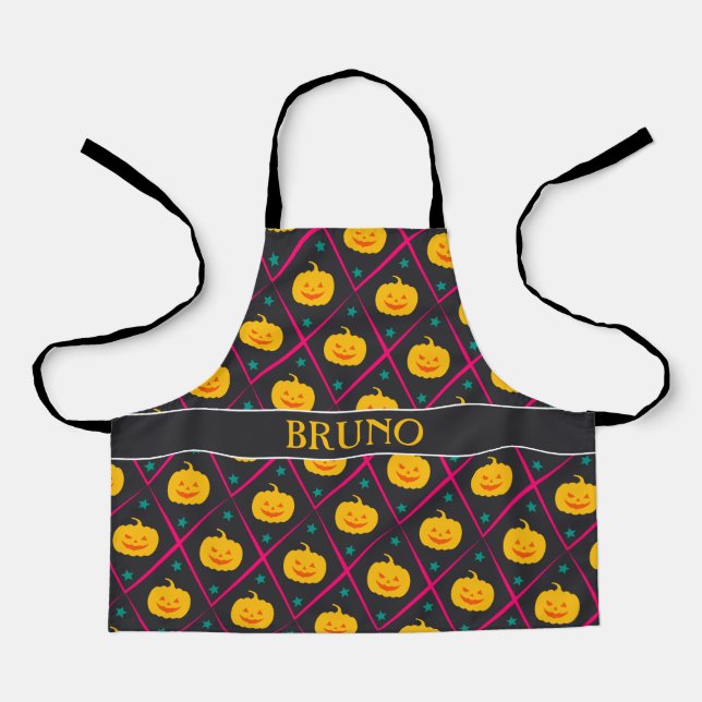 Halloween Black Pink Minimal Pattern Apron (Front)