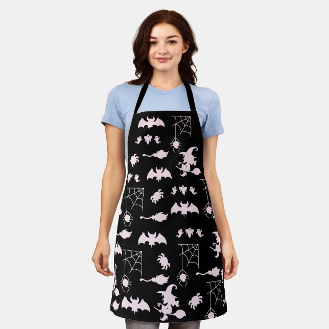 Halloween Black Pink Pattern Apron (Worn)