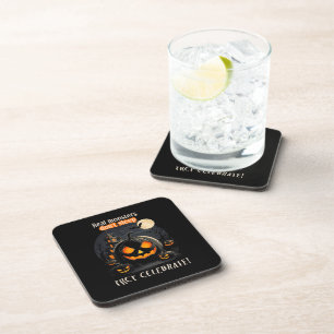 Halloween black pumpkin beverage coaster