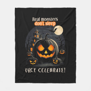 Halloween black pumpkin  fleece blanket