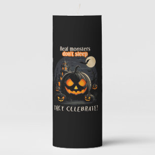 Halloween black pumpkin pillar candle