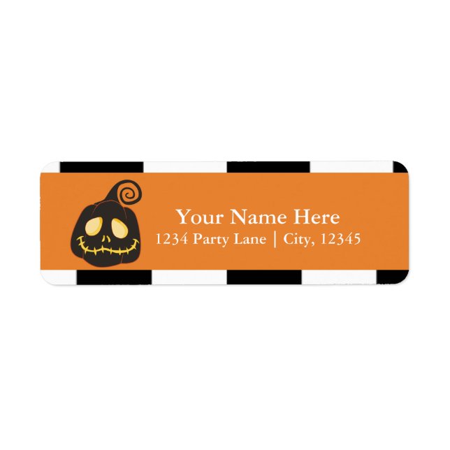 Halloween Black Pumpkin Whimsical Label (Front)
