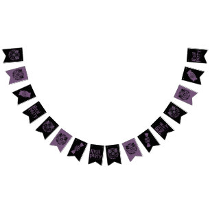 Halloween Black & Purple Garland – Creepy Bunting Flags