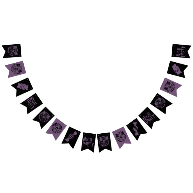 Halloween Black & Purple Garland – Creepy  Bunting Flags (All)