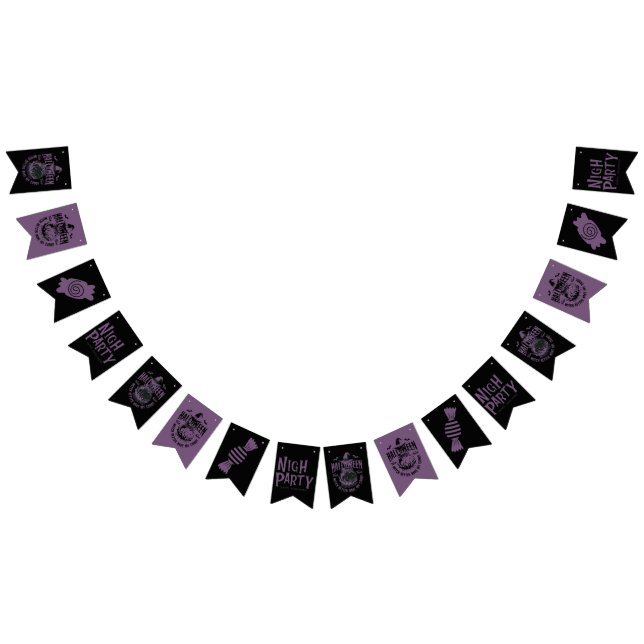 Halloween Black & Purple Garland – Spooky Pumpkin  Bunting Flags (All)
