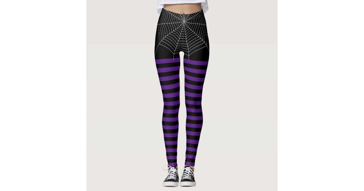 Modern Purple and Black Horizontal Striped Yoga Capri Leggings, Zazzle