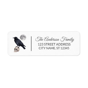 Halloween Black raven crow Custom Family Name   Label