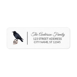 Halloween Black raven crow Custom Family Name Label