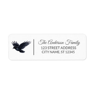 Halloween Black raven crow Custom Family Name Label