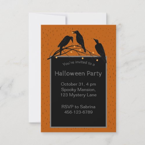 Halloween Black Ravens Spooky Invitation