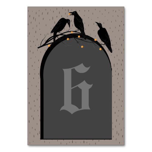 Halloween Black Ravens Spooky Table Number