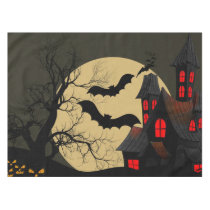 Halloween Haunted House Black Bat Full Moon Ghost Bath Mat