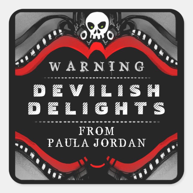 Halloween Black Red & White Treat Warning Label (Front)