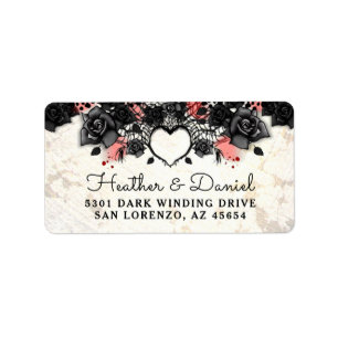 Halloween Black Rose Creme Background Address Labe Label
