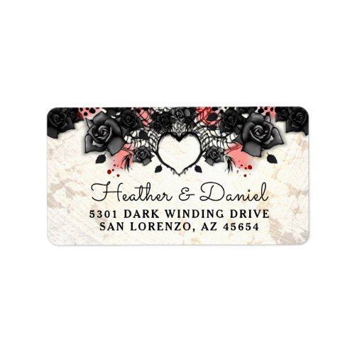 Halloween Black Rose Creme Background Address Labe Label