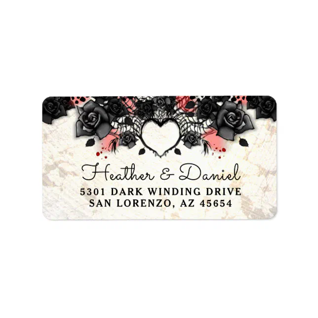 Halloween Black Rose Creme Background Address Labe Label | Zazzle