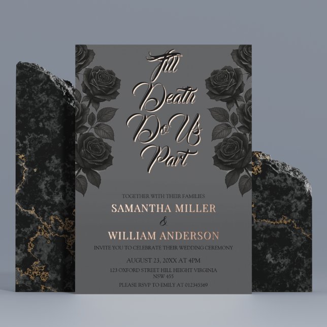 Halloween Black Rose Gothic Wedding Foil Foil Invitation (Creator Uploaded)