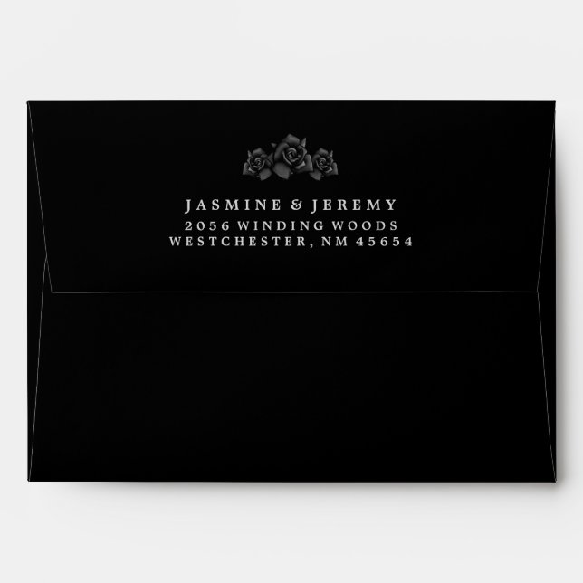 Halloween Black Rose Matching Wedding Envelope (Back (Top Flap))