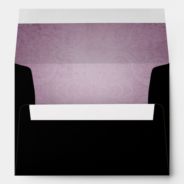 Halloween Black Rose Purple Wedding Envelope (Back (Bottom))