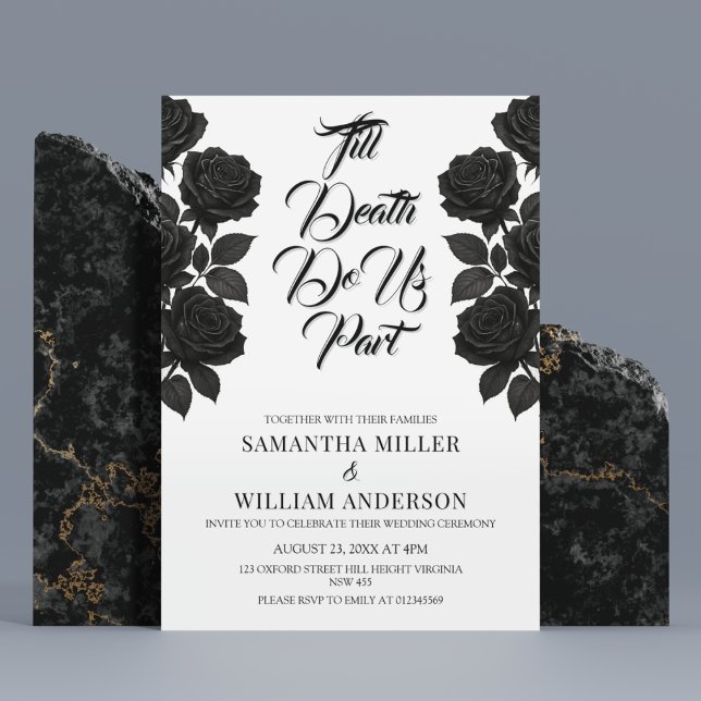 Halloween Black Roses Gothic Wedding  Invitation (Creator Uploaded)