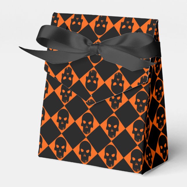 Halloween Black Skull Favor Box (Front Side)