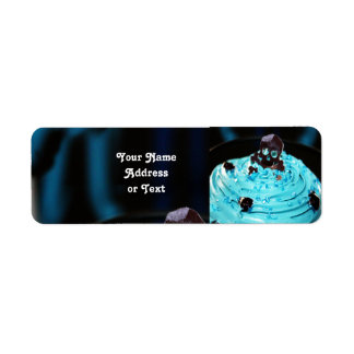 Halloween Black Skull on Blue Icing Cupcake Label
